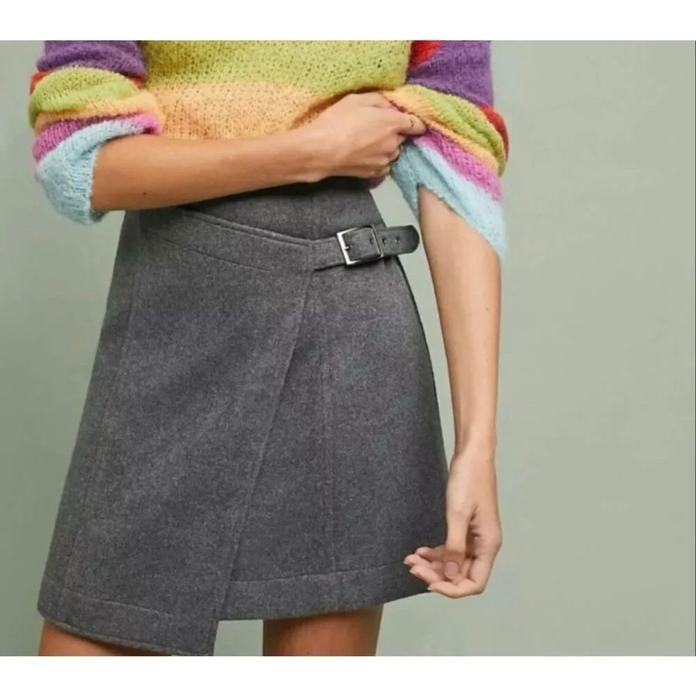 Maeve Wool Blend Wrap Skirt